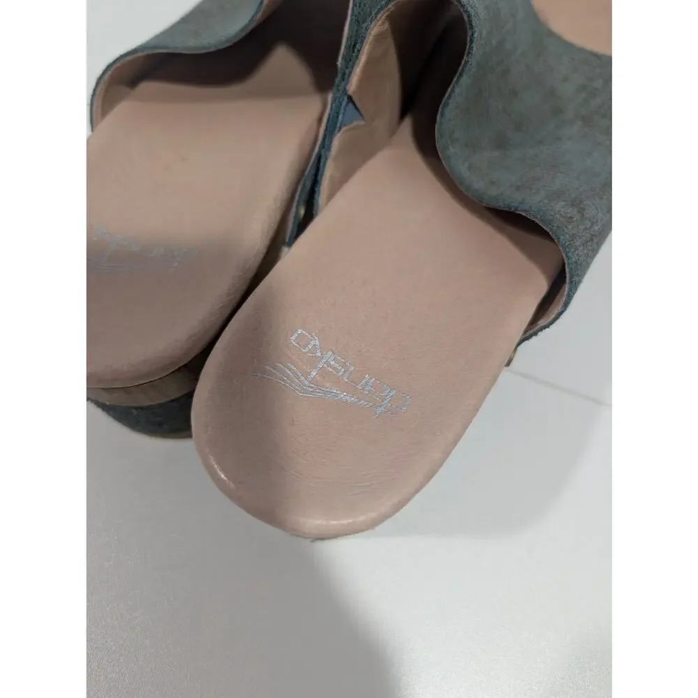 Dansko Maci Sandal Clog Size 41 Green Textured Heeled‎